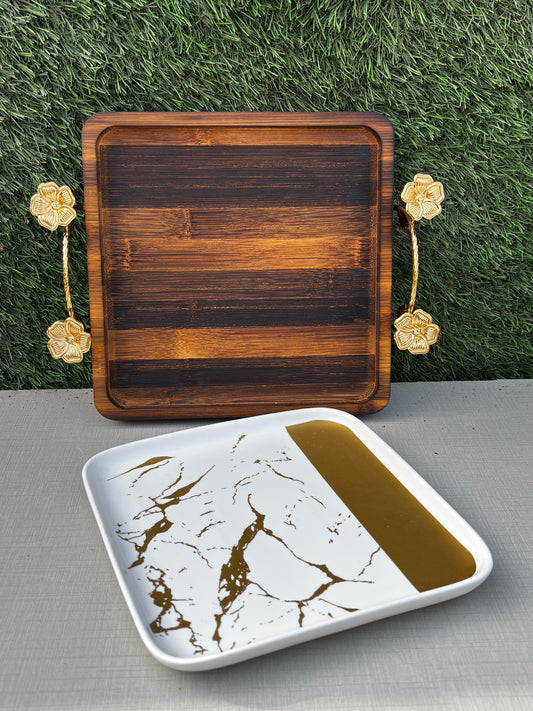 3-in-1 Snow Bloom Platter  ||9*9 Inches