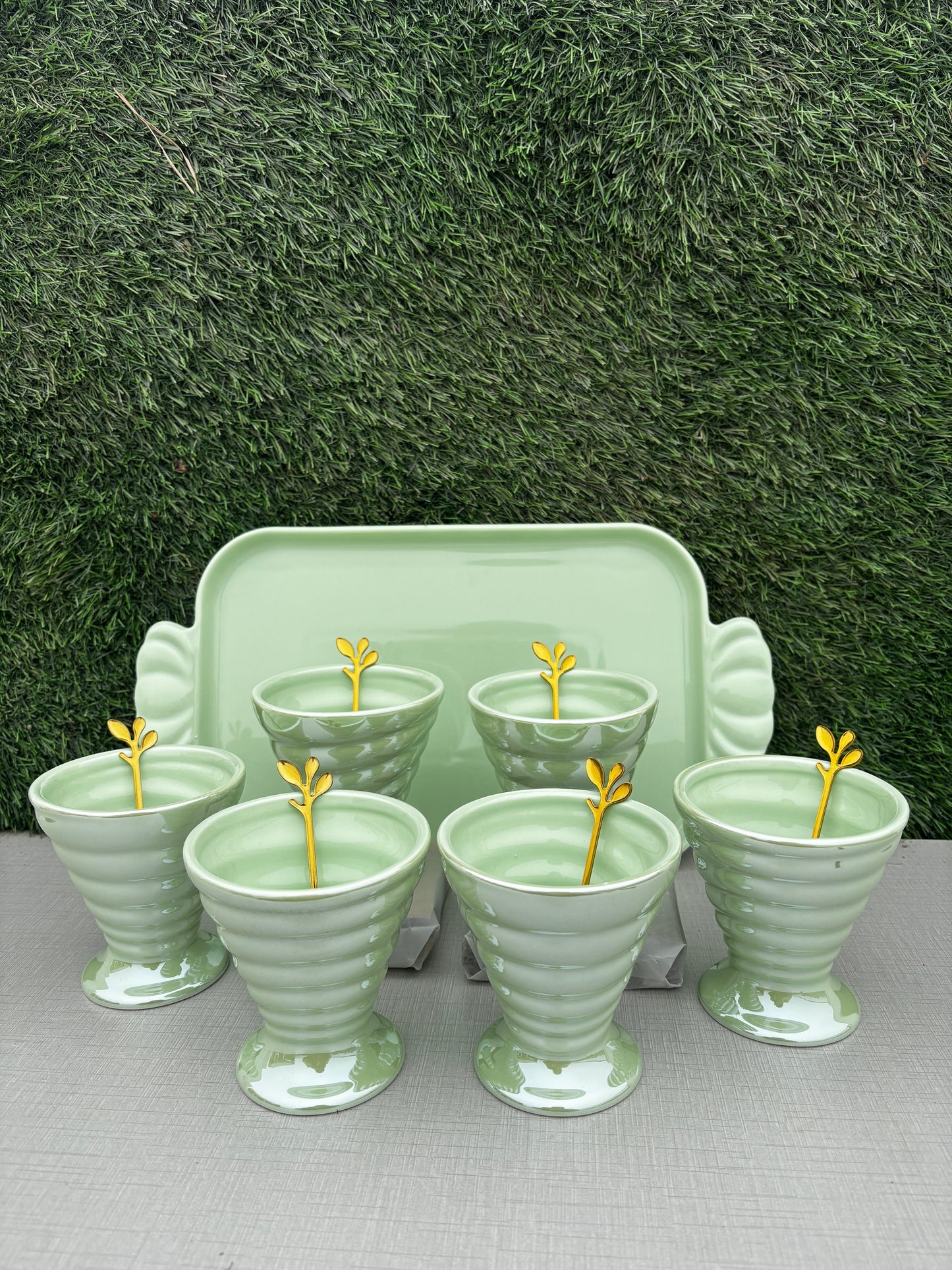 Blush Green Dessert Bowl || Set of 6