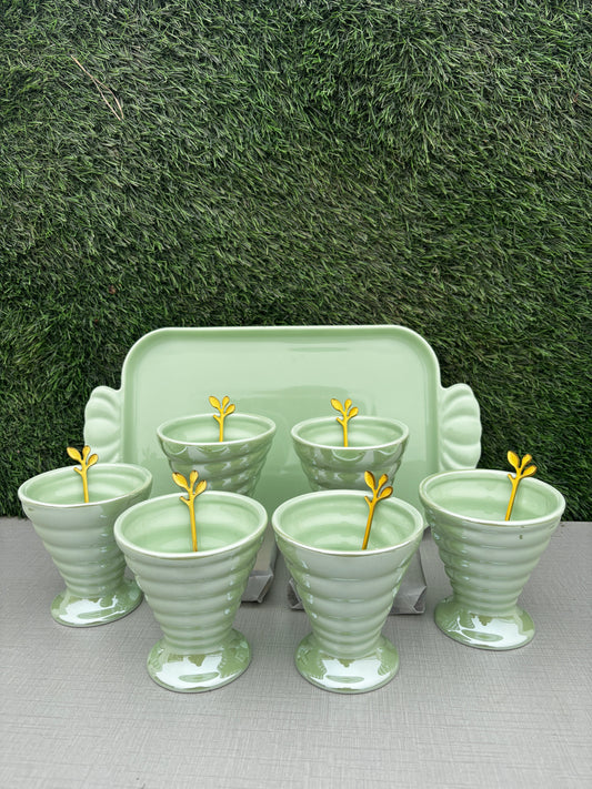 Blush Green Dessert Bowl || Set of 6