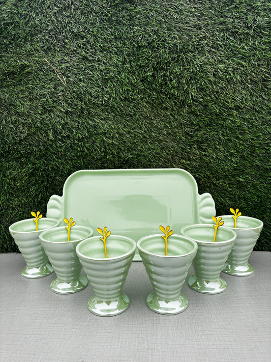 Blush Green Dessert Bowl || Set of 6