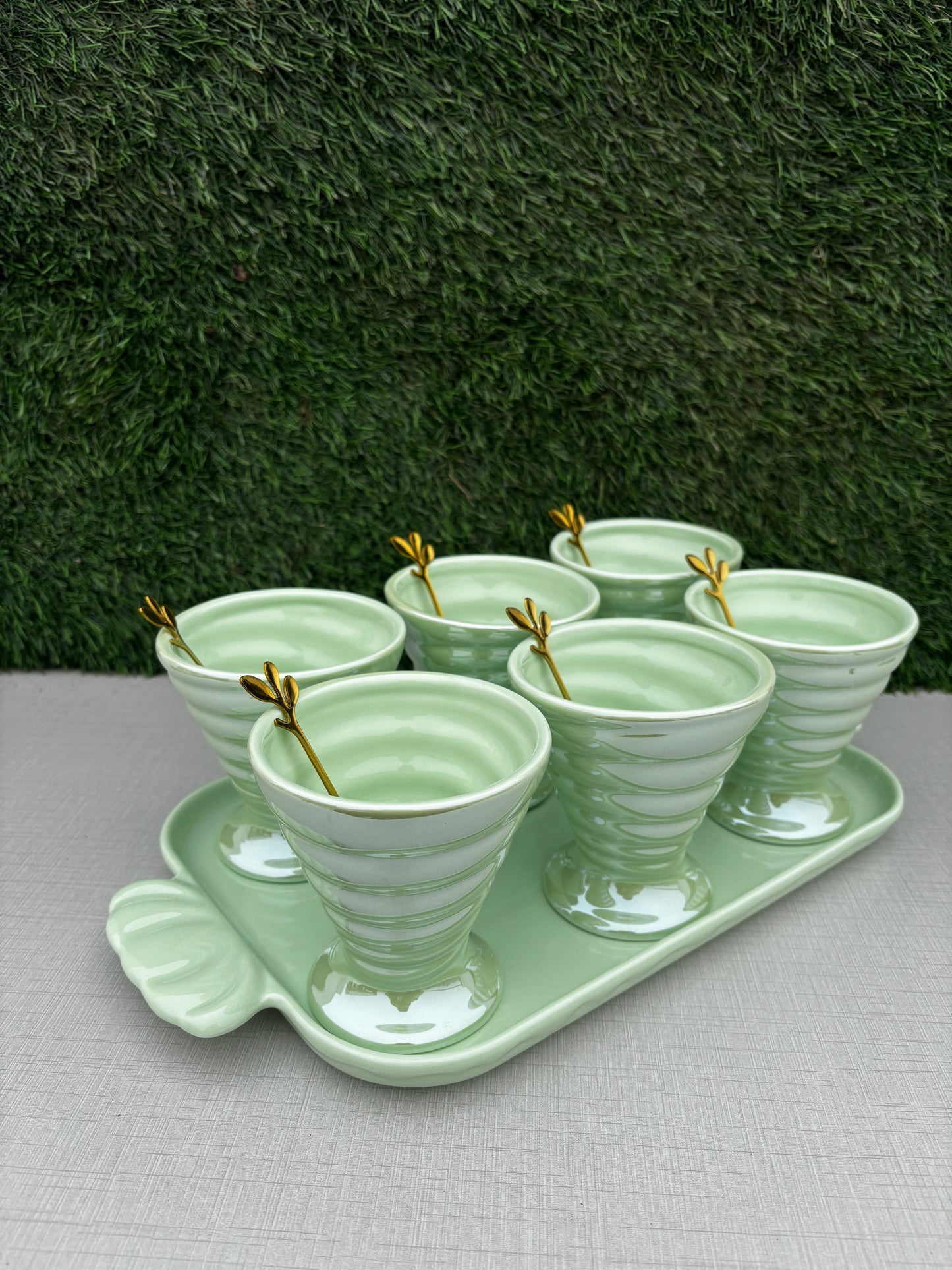 Blush Green Dessert Bowl || Set of 6