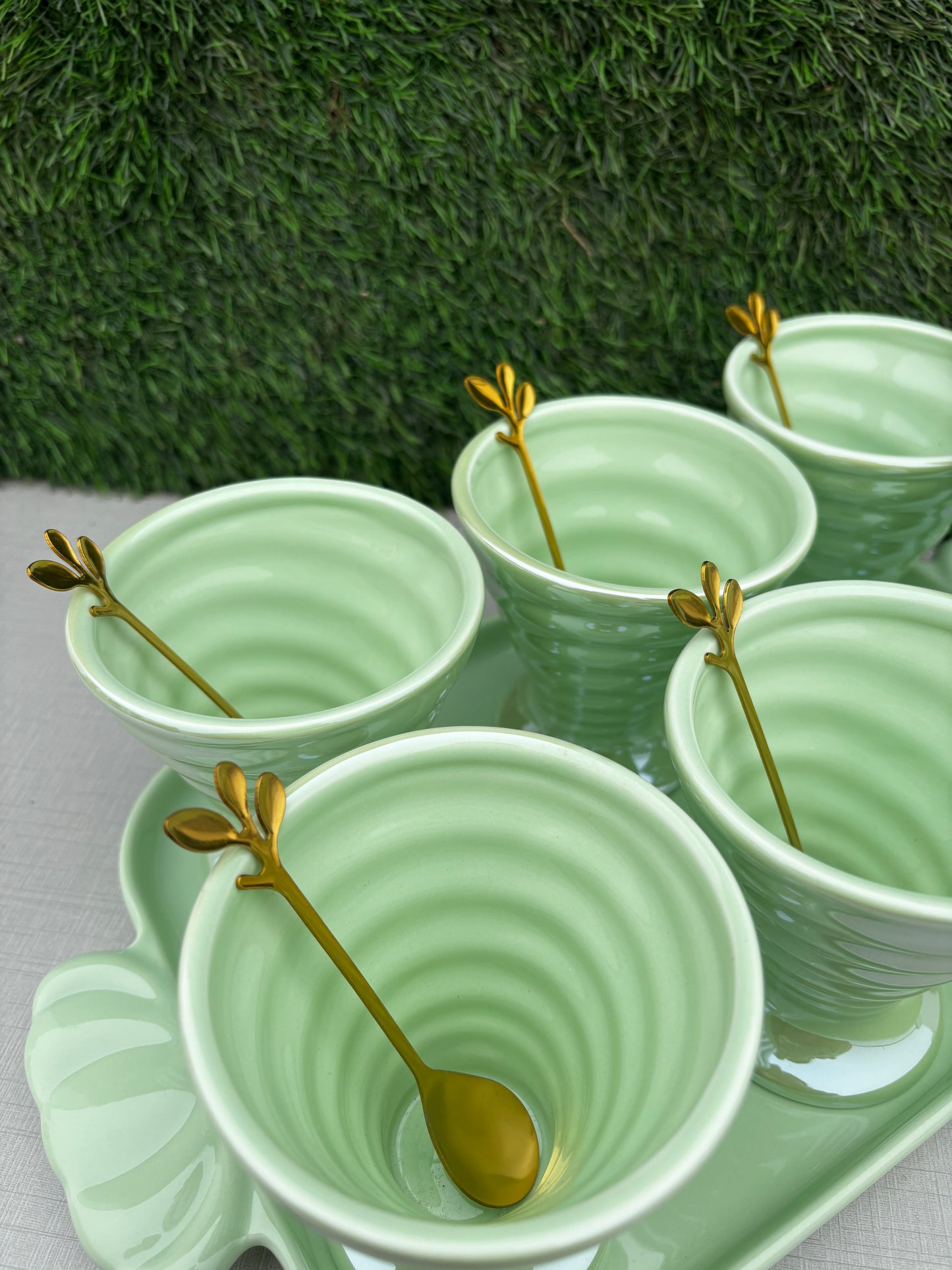 Blush Green Dessert Bowl || Set of 6