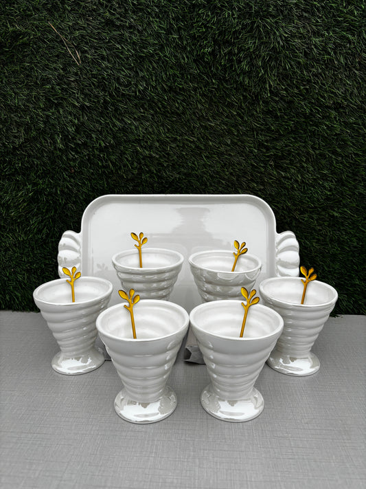 Blush White Dessert Bowl || Set of 6