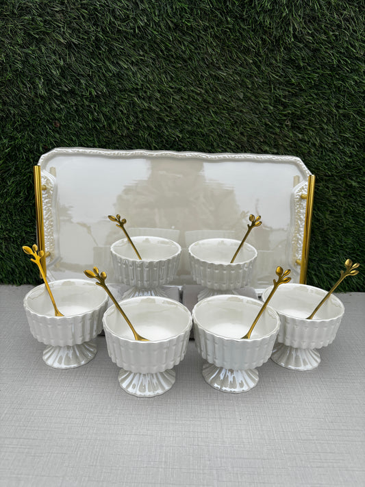 Ivory Bloom Dessert Bowl Set