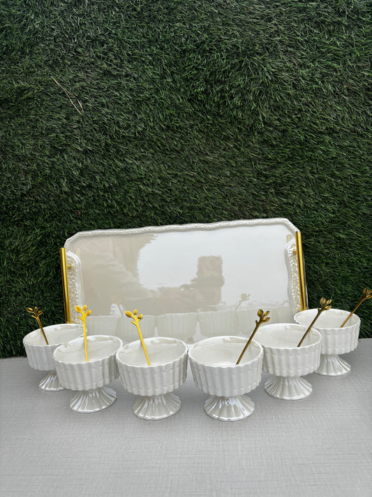 Ivory Bloom Dessert Bowl Set