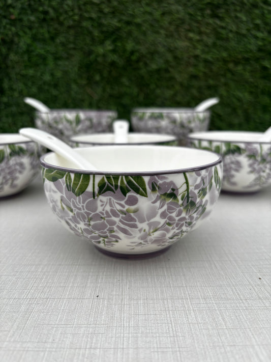 Lavender Bloom Soup Bowl ||Set of 6