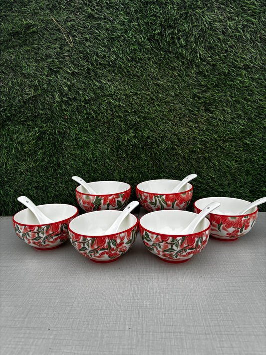 Blushing Flora Soup Bowl || Set of 6