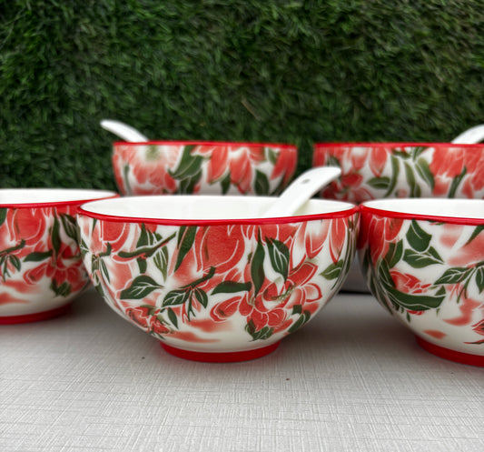 Blushing Flora Soup Bowl || Set of 6