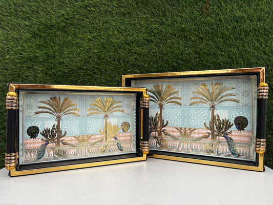 Peacock Palms Luxe Serve Trays 🌿🦚 || Set of 2