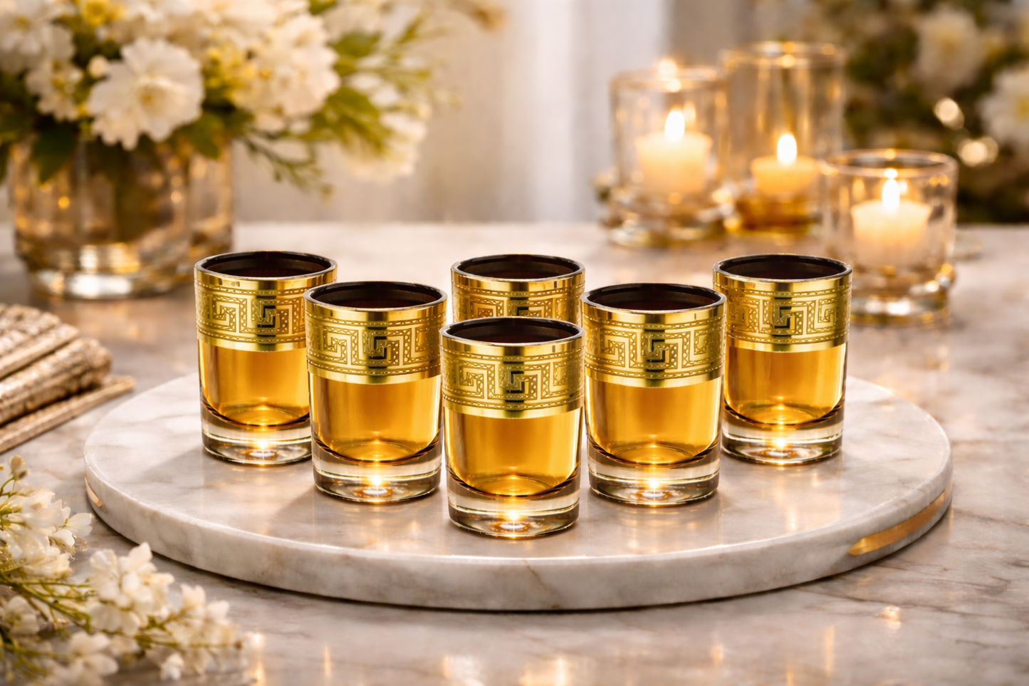Aurelia Amber Shot Glasses || Set of 6
