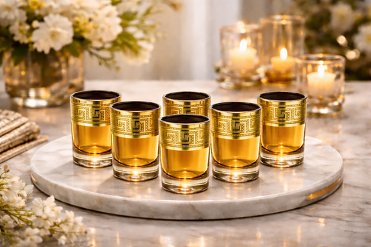 Aurelia Amber Shot Glasses || Set of 6