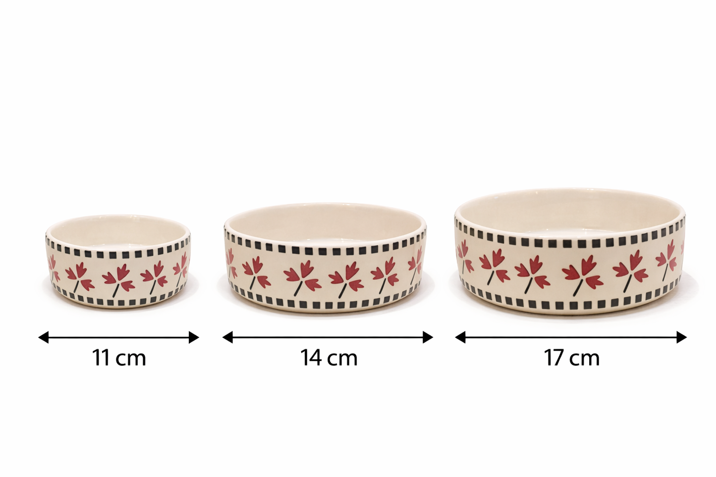 Maple Leaf Ceramic Bowls || Set of 3