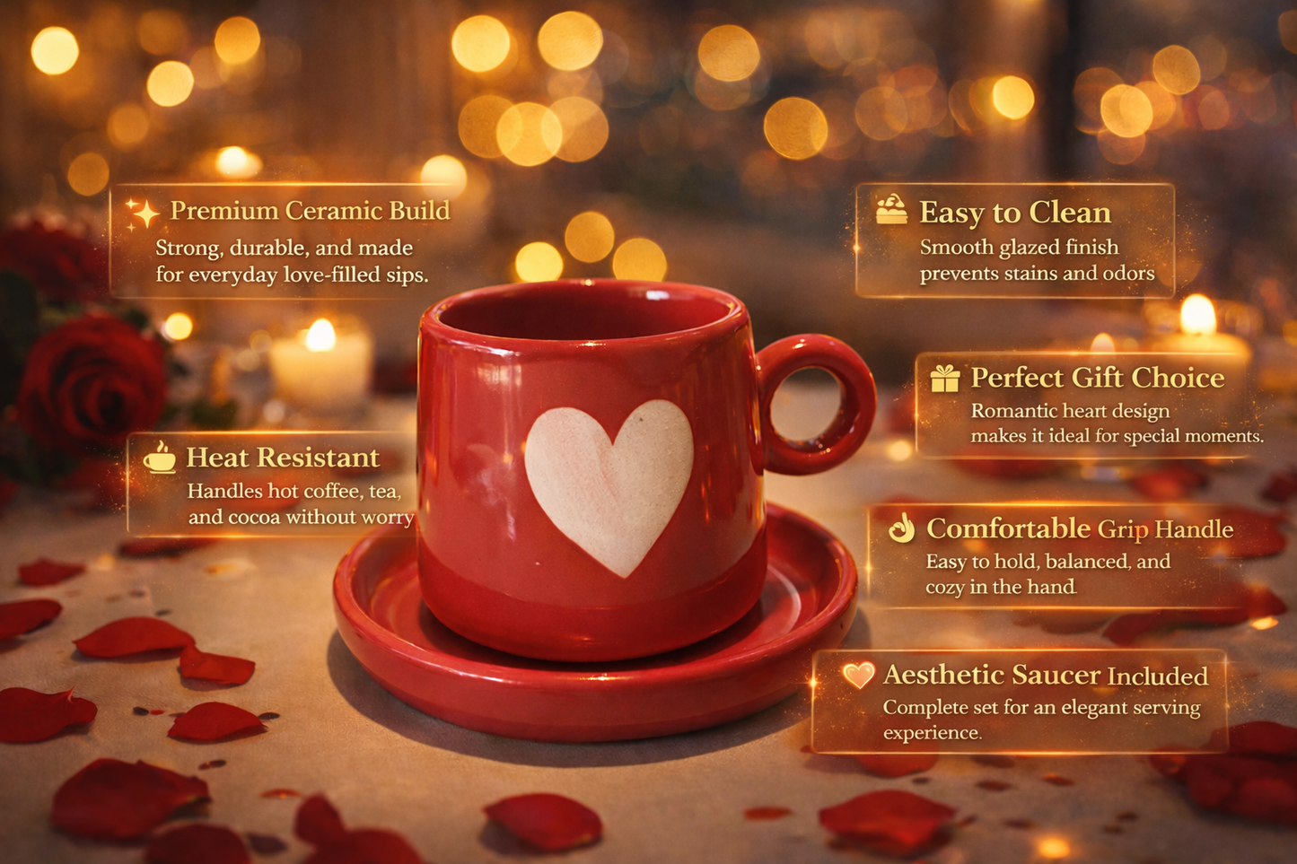 Blush Heart  Cup & Saucer Set